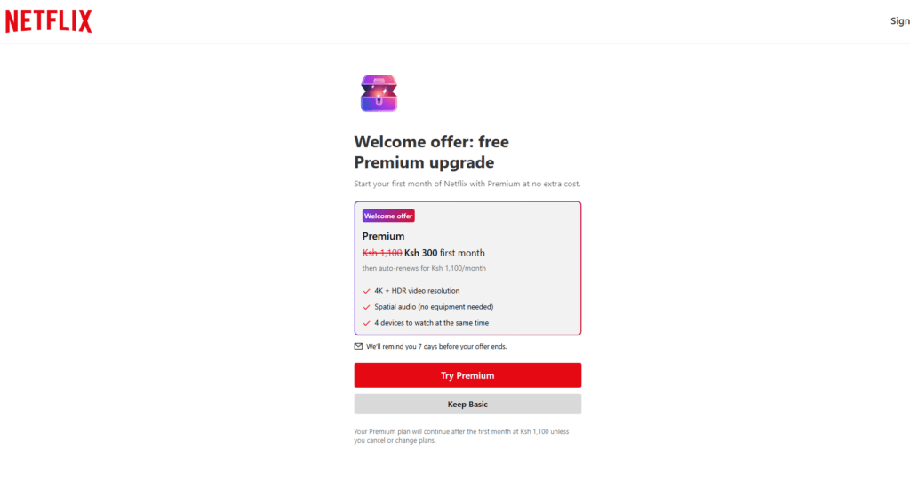 Netflix Free Premium Upgrade for just 30 days