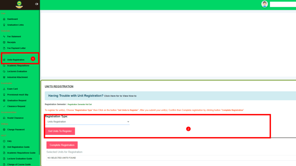 The process of registering for units is at the MUST Students Portal.