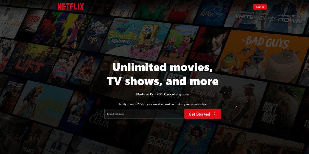 Netflix Account Creation Page