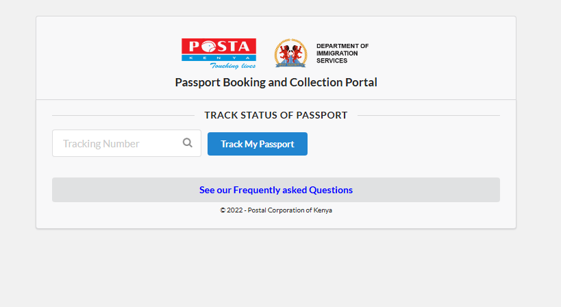 Posta Kenya passport tracking portal