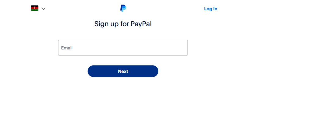 The Signup Page for PayPal