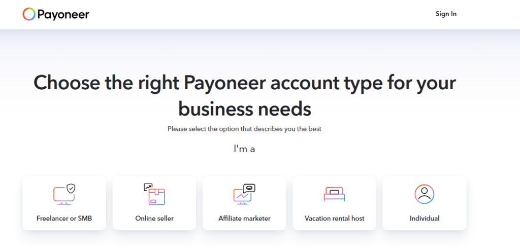 Payoneer Account Type