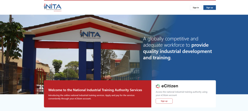 NITA Admission process on the eCitizen Portal